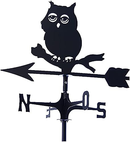 Girouette de La Chouette,Girouette de Métal Indicateur de Direction du Vent pour Jardin Cour Toit Ferme Extérieur Décoratif