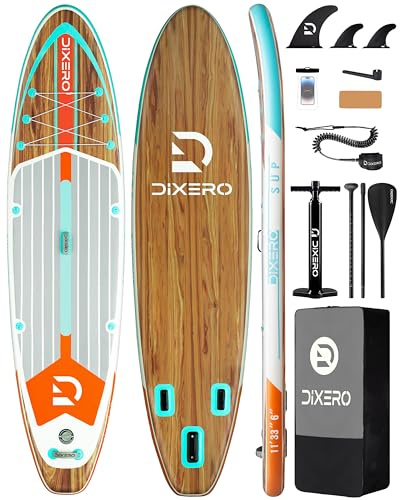 Dixero Inflatable Stand Up Paddle Board with SUP Accessories, Anti-Slip EVA Deck, 11'*33 Inflatable Paddle Boards for Adults & Youth of All Skill Levels