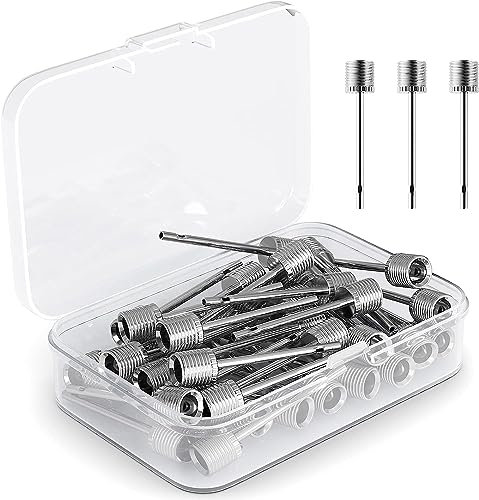 Motorenbau Luftpumpennadeln, 35 Stück, Ballaufblasen für Basketball, Fußball, Volleyball, Fußball oder Rugbybälle, Ersatznadel, zum Aufblasen mit Aufbewahrungsbox, Silber