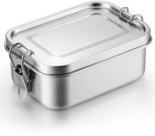 Umigy 1 boîte à déjeuner Bento en acier inoxydable de 850 ml, avec clips verrouillables pour éviter les fuites, réutilisables au lave-vaisselle pour le travail