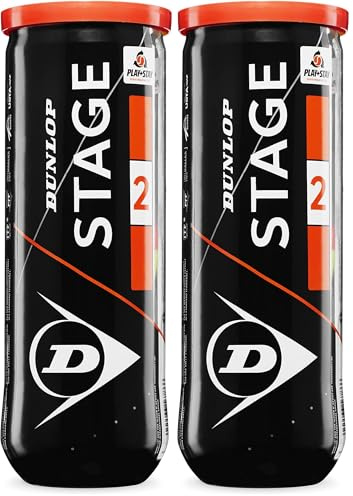 DUNLOP Tennisball Stage 2 Orange - für Kinder & Einsteiger im Mittelfeld (1x3er Dose) (Packung mit 2)
