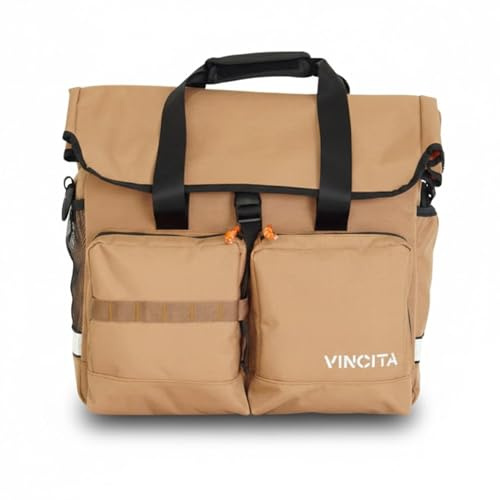 Vincita Sac de Voyage Atlas pour Brompton - avec Cadre de Transport Avant Amovible, Housse de Pluie et Sangles de Sécurité - Accessoires Vélo