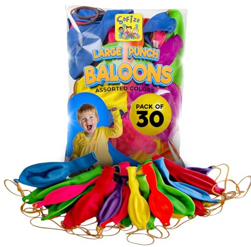 30 PCS Large Punch Balloons for Kids Party - Assorted Colours Party Balloon for Kid - 12 Inch Giant Size - Ideal Party Bag Fillers for Kid Birthday Celebrations - Thick and Strong