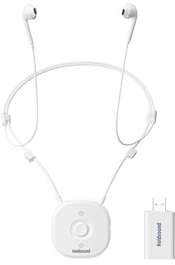 Holdsound Funkkopfhörer Kabellos für TV, Komfortable Kopfhörer für Fernseher mit USB-Sender, Einfache Einrichtung für Senioren, Keine Verzögerung, 30 Meter Reichweite, 15 Std (Weiß)