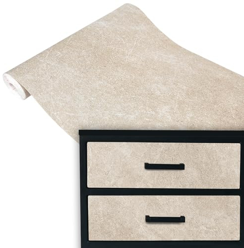 DecoMeister Vinilo Adhesivo para Muebles 45x100 cm - Papel Decorativo con Efecto Piedra para Cocina, Armarios y Mesa - Lámina Autoadhesiva Termoformable, Impermeable y Lavable - Hormigón Arena