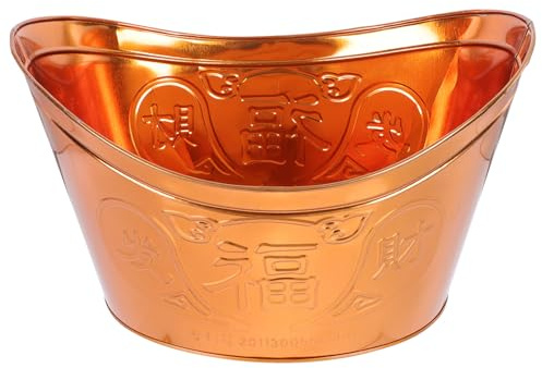 Artibetter Secchio per Sacrifici in Metallo Dorato, Inceneritore di Carta Moneta Portatile per Uso Domestico e Templi, Bruciatore Sicuro e Leggero per Pulizia delle Tombe e Cerimonie