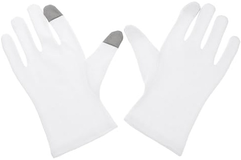 NULYLU Guantes Hidratantes de Algodón para Manos Secas Guantes de Noche de 2 Dedos Táctiles para Mujer Transpirables para Cosmético y Cuidado Nocturno