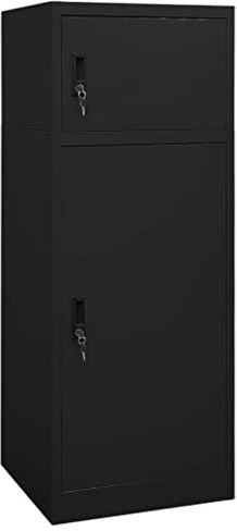 LoogCape Armoire de selle noire 53 x 53 x 140 cm en acier avec 2 portes verrouillables, système de rangement polyvalent pour accessoires de cheval, avec support de selle, crochet et support mural