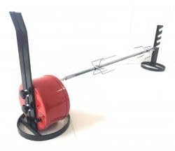 ALLEGRI Asador USB con regulación de velocidad con asador de acero inoxidable de 95 cm de largo y 2 tenedores para bloquear la carne