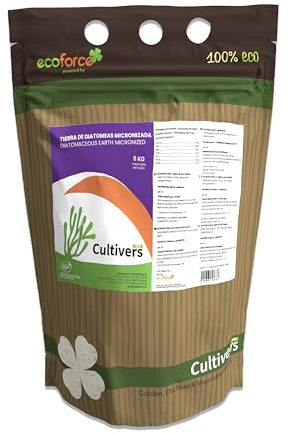 CULTIVERS Tierra de Diatomeas Micronizada 5  kg Polvo Ultrafino Natural Certificada ECOCERT Materia Prima de Algas Fosilizadas con Alto Contenido en Sílice