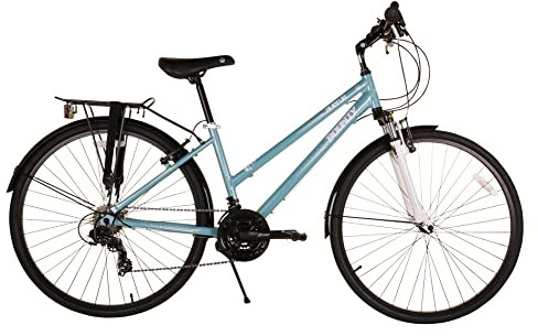 Bounty Avenue Women’s Hybrid Bike - Lightweight Aluminium Step through Frame - 21-Speed Shimano Gears - Pannier Rack Included