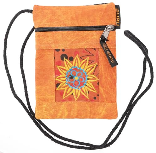 GURU SHOP Boho Brustbeutel, Passporttasche - Orange, Unisex - Erwachsene, Baumwolle, 18x12x4 cm