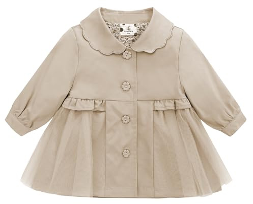 famuka Bebé Niñas Chaqueta Transición Trechcoat Cardigan Ropa de Bebé Chaquetas y abrigos (Caqui, 9M)