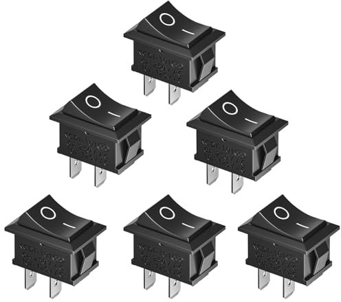 ON-OFF Stellung, 6 Stück Wippschalter, Druckschalter AC 6A/250V 10A/125V, Kippschalter, Mini 2 Polig Wippschalter, Mini Boat Wippschalter Schalter für Auto Boot Haushaltsgeräte