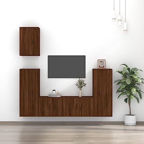 CKioict Ensemble de 5 meubles TV pour salon avec DVD Aspect chêne Marron Aspect bois Convient pour chambre à coucher, salon, bureau
