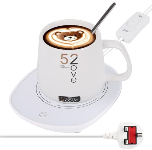 Kaffeewärmer, automatisches EIN/Aus Heizkissen für den Schreibtisch, Kerzenwachs Tassenwärmer Heizplatte, Kaffee, Milch, Tee, Kakao (mit Tasse)