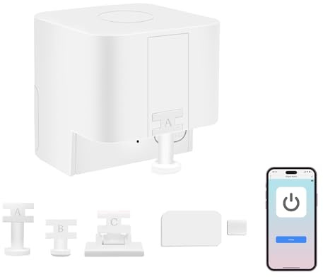 Smart Finger Bot (Bluetooth + WiFi Gateway), Support Multiple Types of Button/Switch, Wireless Bluetooth Control, No Wiring Needed, Timer and App Integration, Google/Alexa Compatible, White