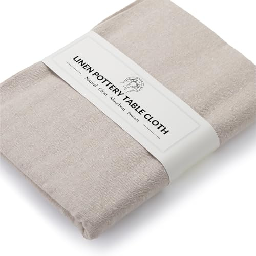 TEMONTIAN Pottery Table Cloth,Pottery Tools and Supplies,Printing Texture, Linen Blend, 40x60 inches - Absorbent & Durable for Clay Work (2 pc)