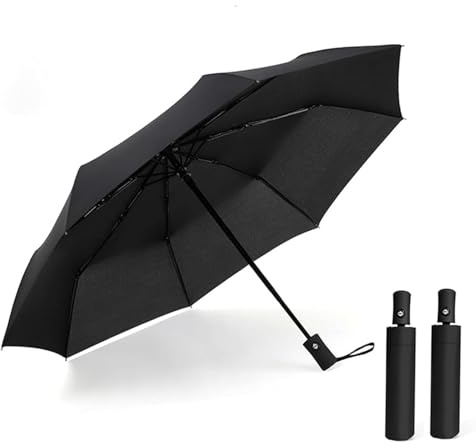 Junbyuhu Lot de 2 Parapluies Pliant Résistant au Vent,Ouverture Automatique Facile, Parapluie Compact et Durable, Dôme Imperméable,Tient dans un Sac à dos ou à Main, Pour femmes et hommes,Noir