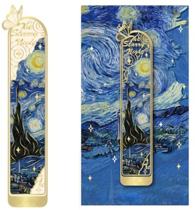 Marque-Page Métal Original - Inspiré par The Starry Night - Marque Page Livre Élégant et Durable - Idée Cadeau Maîtresse d'École - Marque-Pages Artistique et Unique