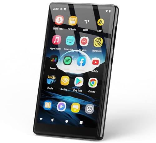 Reproductor MP3 de 5» con Bluetooth y WiFi, Reproductor MP4 portátil Android de 160 GB, Reproductor Infantil con Altavoces, Sonido HiFi, Reproductor de música con Spotify, Youtube, Play Store