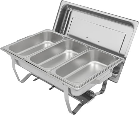 SABUIDDS Chafing Dish, contenitore per alimenti in acciaio inox, 5 litri, con coperchio, per buffet, accessori per catering buffet e feste (3 contenitori da 1/3 GN)