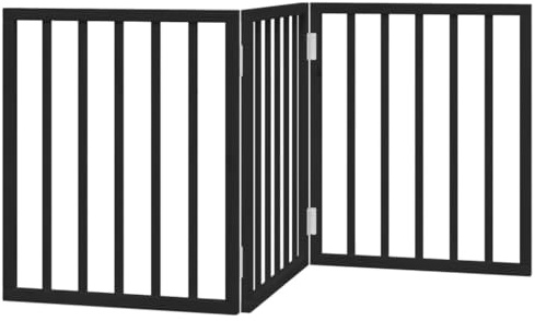 3-teilige Hundetor Faltbar, Kaminschutzgitter, Freistehendes Hundeabsperrgitter für Küche, Schlafzimmer, Treppenhaus, Balkon, 50x60x2 cm Schwarz Pappelholz