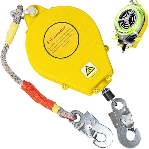 Dispositivo Anticaduta Retrattile, 3-20m Dispositivo di Sicurezza Anticaduta con Funzione Blocco Automatico, Protezione Anticaduta Retrattile per tetto e lavori aerei, certificato CE, 150kg(yellow,3m)