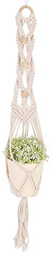 Fdit Växthängare i Bomullsrep 70 Cm, Handvävd Hängande Kruka (Nätpåse för blomkruka i vävd bomullsrep)