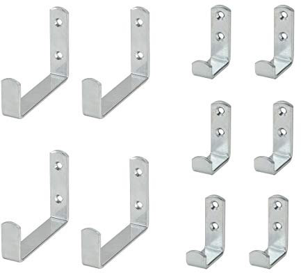 VORMANN Wandhaken Garderobenhaken Gerätehaken Garagenhaken Haken | Stahl verzinkt | witterungsbeständig | 10-teil. Set (6 Stk. 49 x 29 x 15 x 17 mm und 4 Stk. 65x80x35x17 mm) | Made in Germany