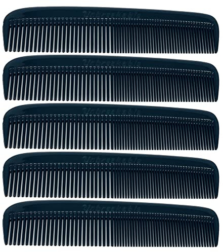 GENTS (5 Pack) Pocket Comb Black Unbreakable Round Teeth Course Fine Pocket Beard & Mustache Combs for Men's Hair | Sideburns Travel-Friendly Symmetry, Friendly Birthday Gifts Peines para Cabello