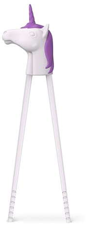 Genuine Fred MUNCHTIME Unicorn Chopsticks for Kids, Purple and White, Reusable Beginner Chopsticks with Animated Interactive Design, Fun Gift and Picky Eater Solution