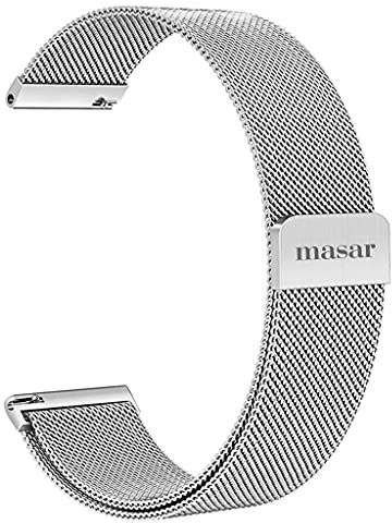 masar 20mm Silver Magnétique Bracelet de Montre Maille Milanaise Milanais Acier 20 MAG Argent