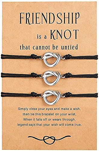 Wilacia Geschenk Beste Freundin Freundschaftsarmband Schwester for 3 BFF Armbänder Bester Freund Matching Wish String Armbänder Freundschafts Geburtstagsgeschenk für Frauen Mädchen