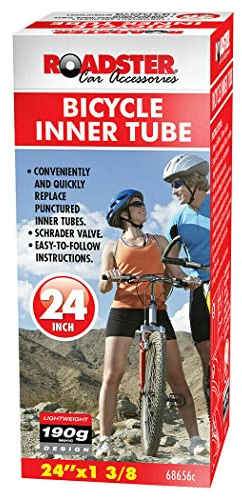 Set Of 2 Bicycle Tyre Inner Tubes - 24 Inch Dunlop Valve Tubes | Emergency Replacement For Punctured Inner Tubes | Strong, Durable & Long Lasting