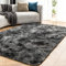 OMERAI Teppich Wohnzimmer Hochflor Shaggy Teppich Teppich antirutsch Teppich Kinderzimmer Schlafzimmer Tie-dye Carpet (Dunkelgrau,90x150cm)