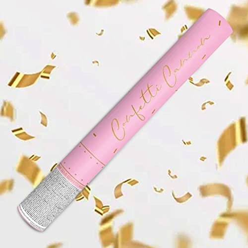 Cannone Spara Coriandoli Oro, Tubo Rosa Sparacoriandoli Dorati a forma di Rettangolo ad Aria Compressa per Matrimoni, Feste, San Valentino, Sposi, Party a Tema - 40 cm