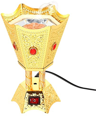 HAMAGI Bruciatore di incenso | Incensiere Elettrico a Forma Esagonale con Borchie Metalliche - Decorazione e fragranza per la casa degli uffici, Adatta per Oli Essenziali per aromaterapia, Uso