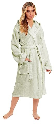 Daisy Dreamer Peignoir Femme Robe Luxe Tissu Éponge Bouclette 100% Coton Robe de Chambre Peignoir de Bain Très Absorbant Dames Peignoir de Bain à Capuche, vert sauge, S