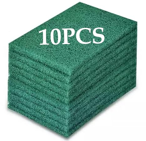 Heavy Duty Scour Pads Sponge Dish Scrubber Green Reusable Household Scrub Pads for for Dishes, Kitchen Scrubbers & Metal Grills 4 x 6 x 0.31inch (10Pcs)