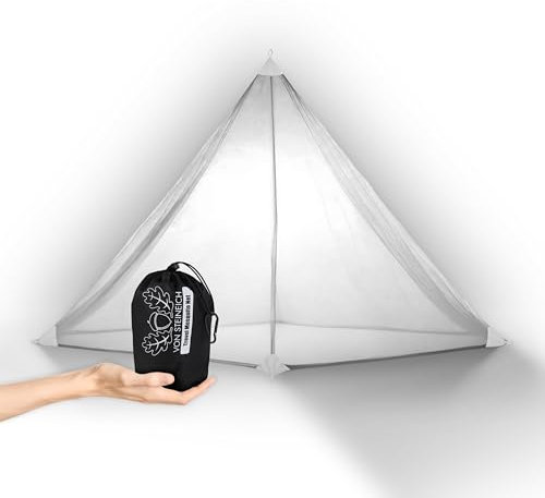 VON STEINEICH® Moskitonetz [Reise] Handliches Reise Moskitonetz | 220cm x 170cm | Super leichtes Reise Mückennetz in praktischer Reisetasche | Perfekt für Wandern, Camping und Urlaub | Mückennetz Bett