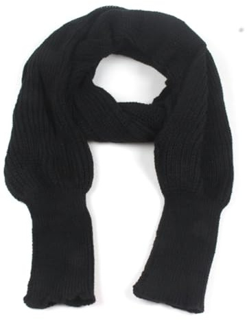 CABULE Sciarpa Lunga da Donna Invernale in Stile Europeo con Maniche Sciarpe lavorate a Maglia di Lana per Donna Scialle Casual Caldo e Spesso di Alta qualità-Nero