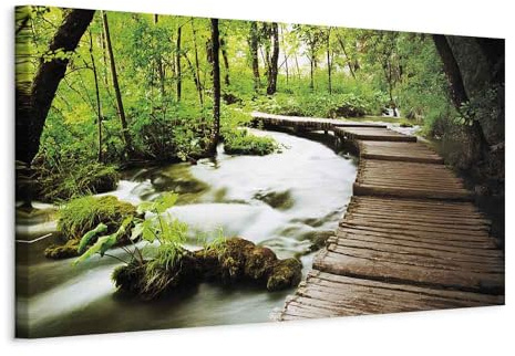 B&D XXL - Akustikbild Wald Bilder Akustikschaum Hochleistungsschallabsorber Schallschutz Leinwand 1 tlg Wandbild Raumakustik Schalldämmung Waldlandschaft Natur Panorama c-B-0161-b-a