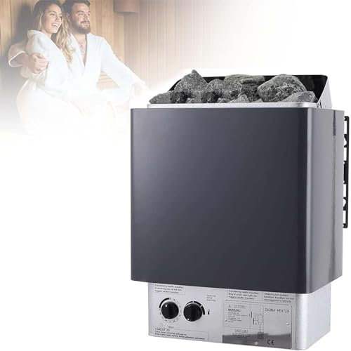Gvqng Stainless Steel Sauna Oven, Electric Sauna Heater Sauna Set, Thermostat Control Built-In Electric Sauna Oven, Wet and Dry Sauna Electric Oven, for Home Bathroom,6kw/220v