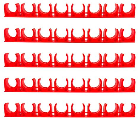 Ctyjia 5 Rangées Collier Serrage Tuyau 20mm Colliers de Serrage en PVC, Clips de Tuyau Pour la Plomberie et la Tuyauterie, Rouge