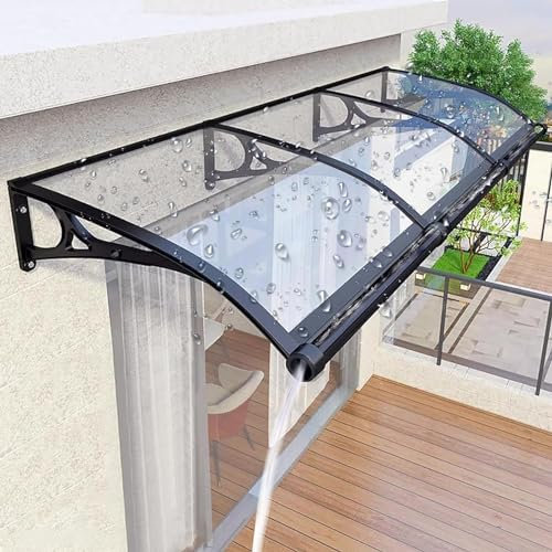 Auvent de porte extérieure en métal pour porte d'entrée, pluie et neige, feuille de polycarbonate, abri tempête, fenêtres, auvent de maison en aluminium pour toit extérieur, terrasse, jardin (marron,