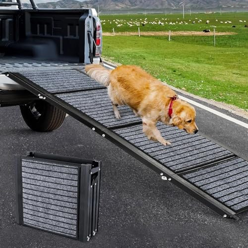Längste 180cm & Breiteste 50cm Hunderampe,Faltbare Hunderampe Auto mit Rutschfester Teppich, Klappbar für Outdoor Stufen,Hundetreppe Auto für Mittlere & Große Hunde in EIN SUV & LKW