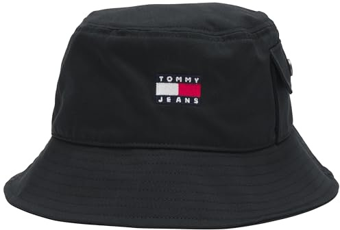 Tommy Jeans Herren Fischerhut Heritage Bucket Hat mit Logo, Schwarz (Black), Einheitsgröße