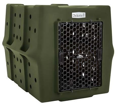 Dakota 283 Canine Rough and Tough Economy Dog Crate w/Removable Two-Way Door - Heavy Duty Outdoor Kennel for Large Breed Dogs (Olive, Large)