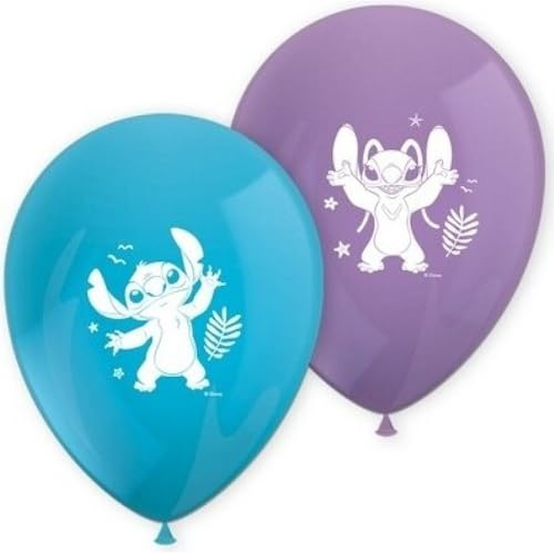 Lot de 8 ballons gonflables - Motif Stitch et ange - Décoration pour anniversaire d'enfant et fête à thème - Circonférence de 85 cm - Ballons Disney - Décoration de ballons à thème - Fête d'enfant